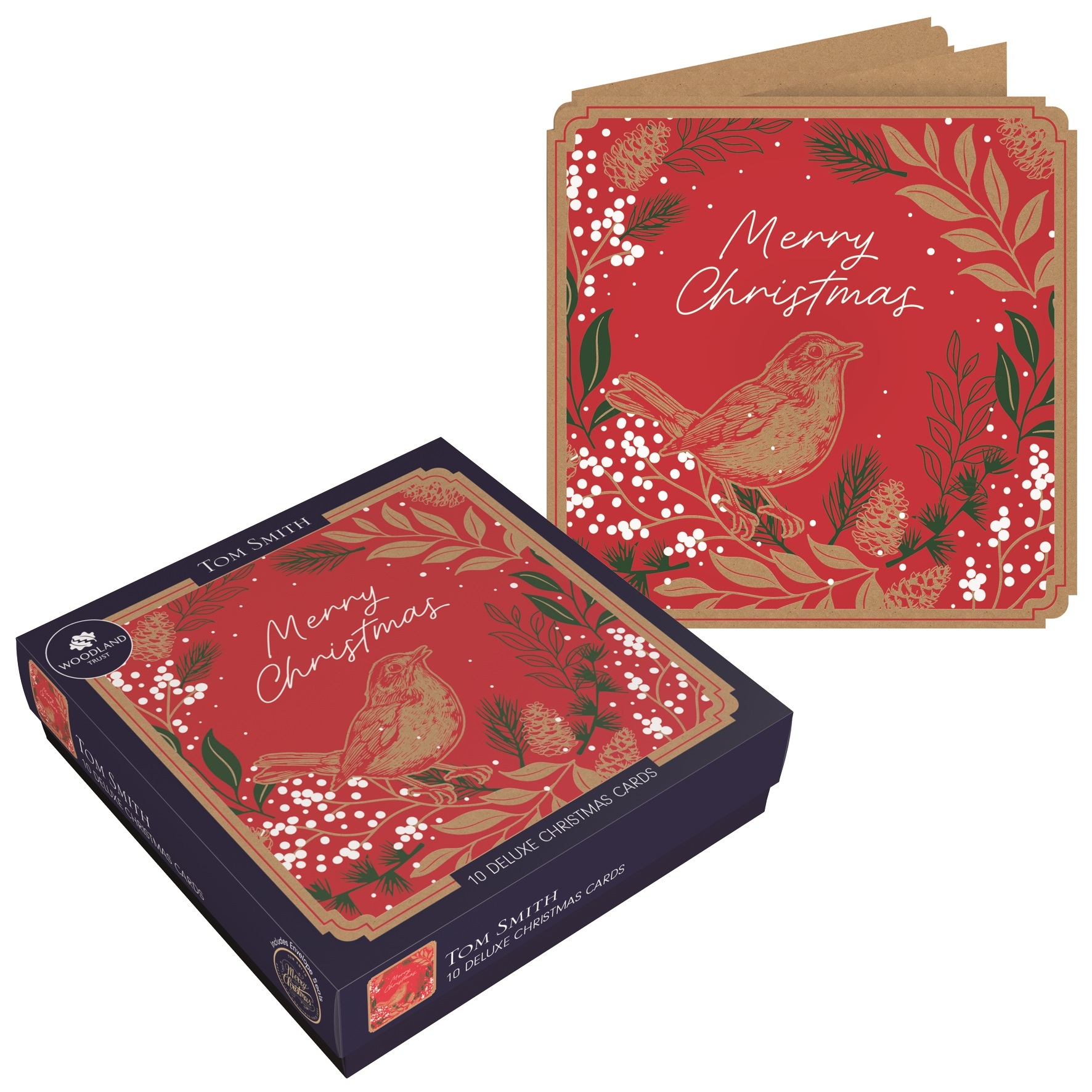 BOXED CARDS,Red Robin Deluxe With Insert 10`s [Splittable]
