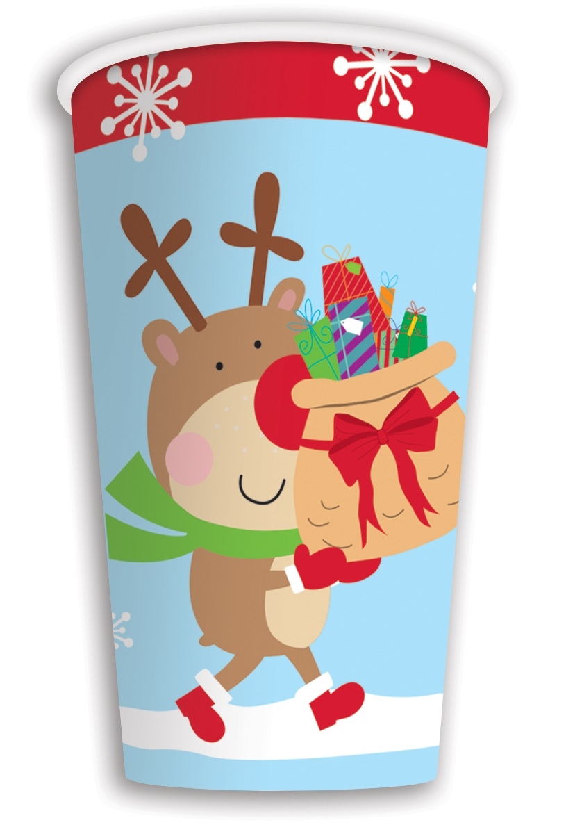 XMAS PAPER CUPS, Kids Characters 8oz 6`s CDU [Splittable]