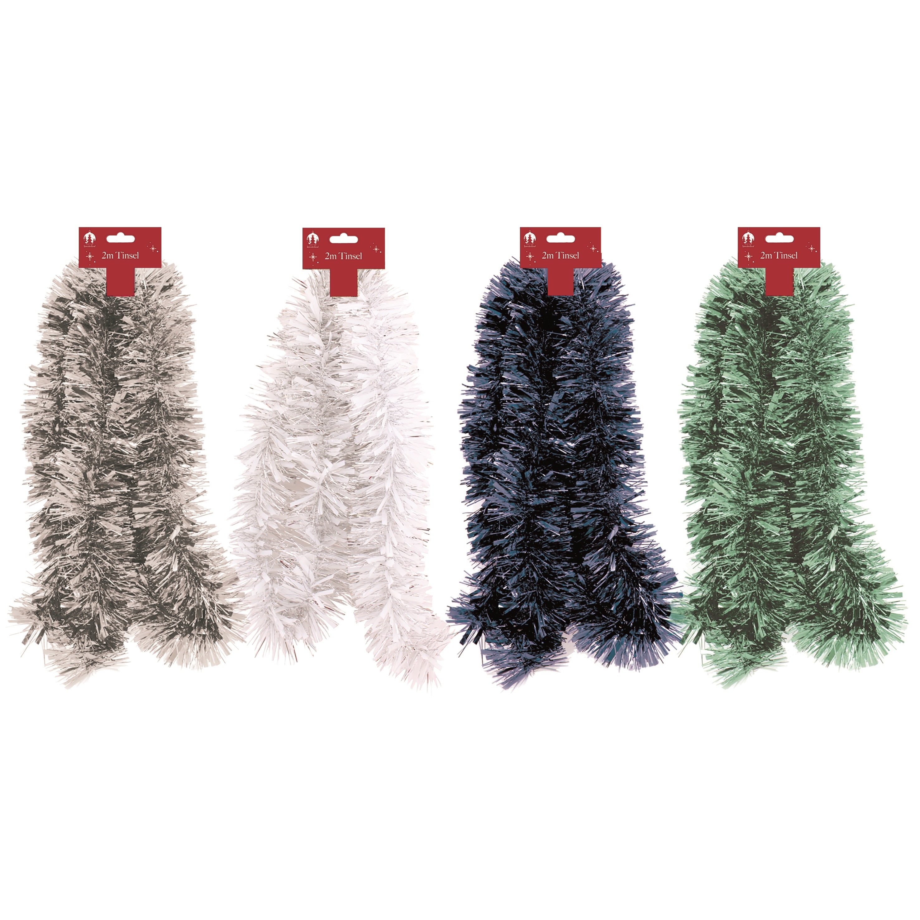 TINSEL,Forest Frost,Silver, White & Blue 100mm x 2m [Packs Only]