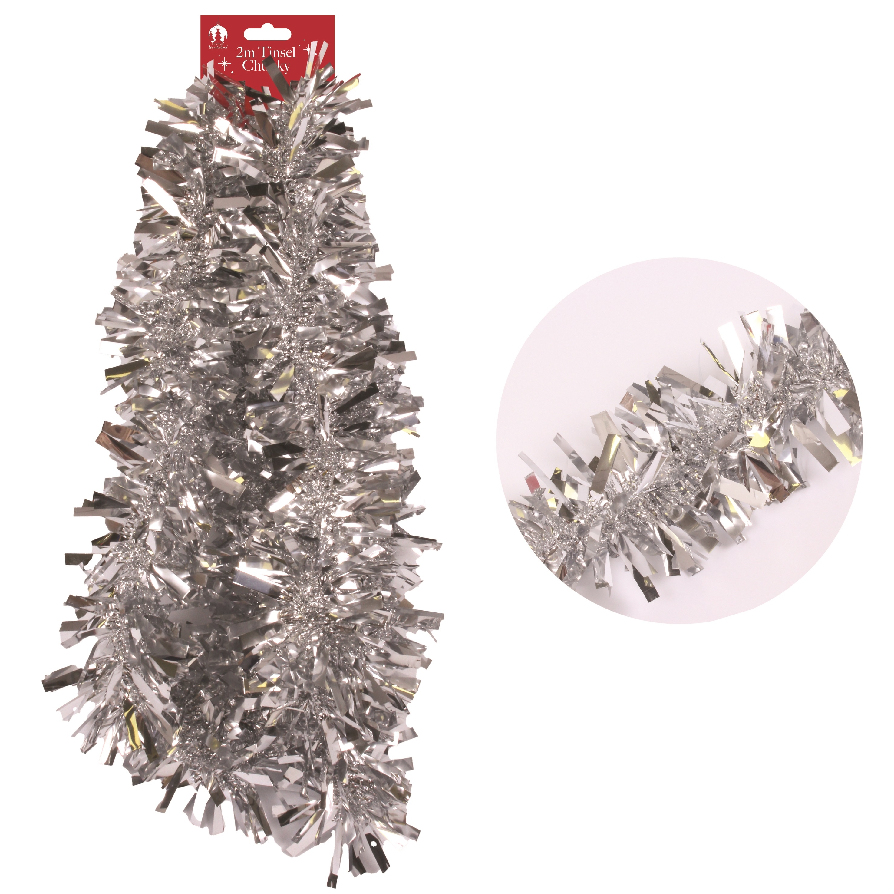 TINSEL,Silver 6ply 100mm x 2m [Packs Only]