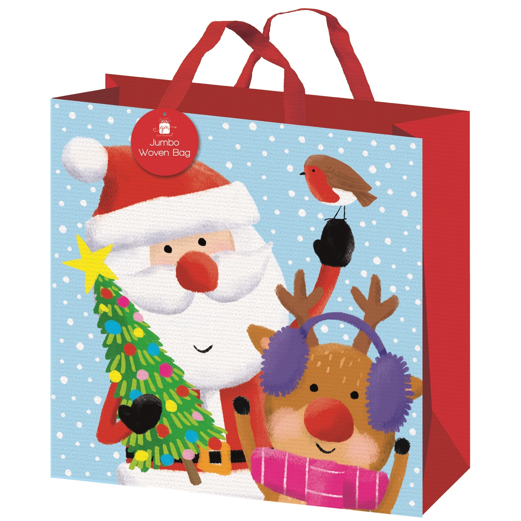 GIFT BAG,Woven Cute Santa (Square) 45 x 45cm [Packs Only]