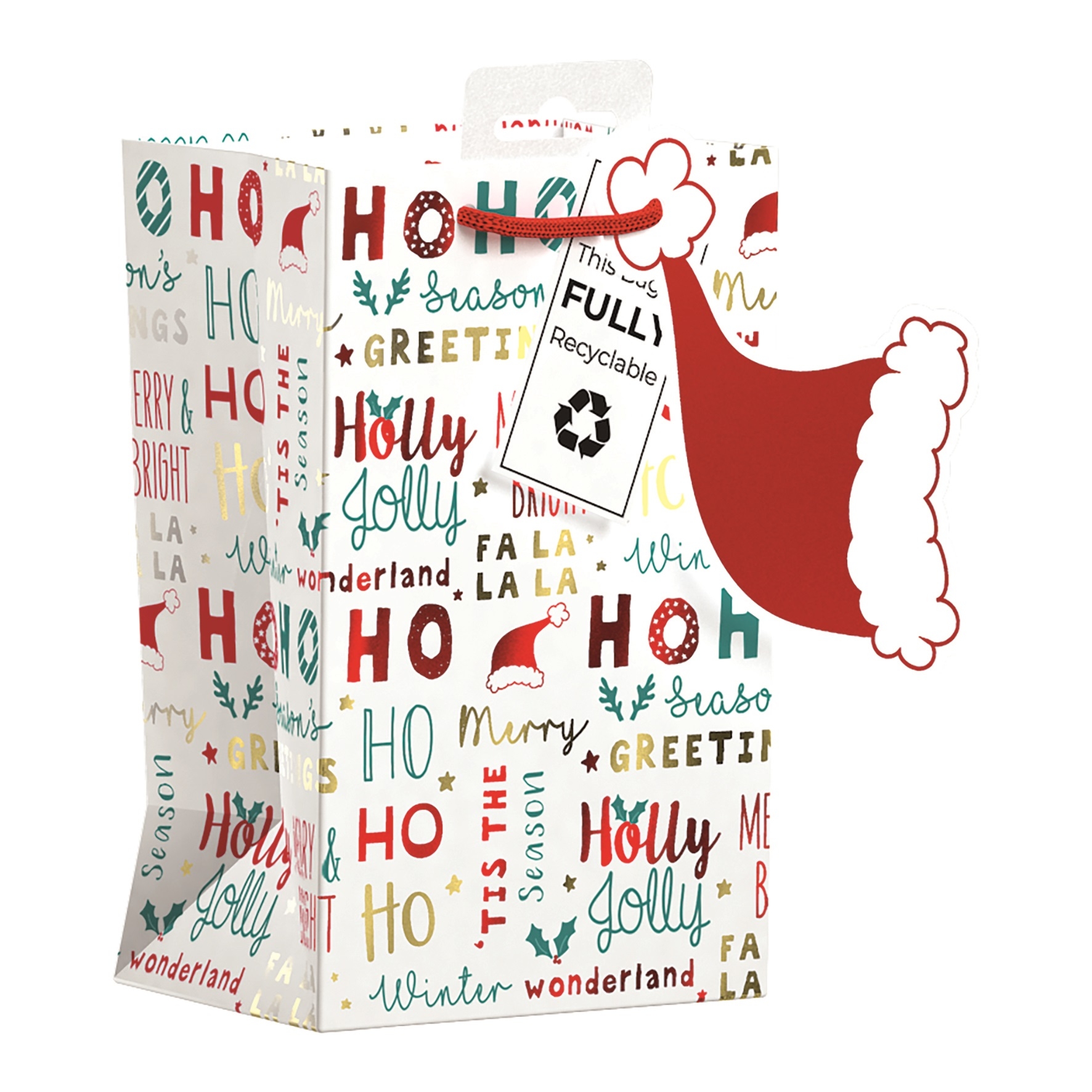 GIFT BAG,Merry Christmas Text (Small) [Packs Only]