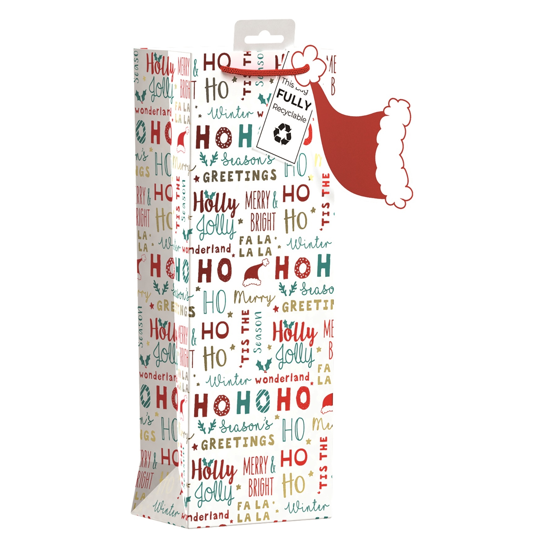 GIFT BAG,Merry Christmas Text (Bottle) [Packs Only]