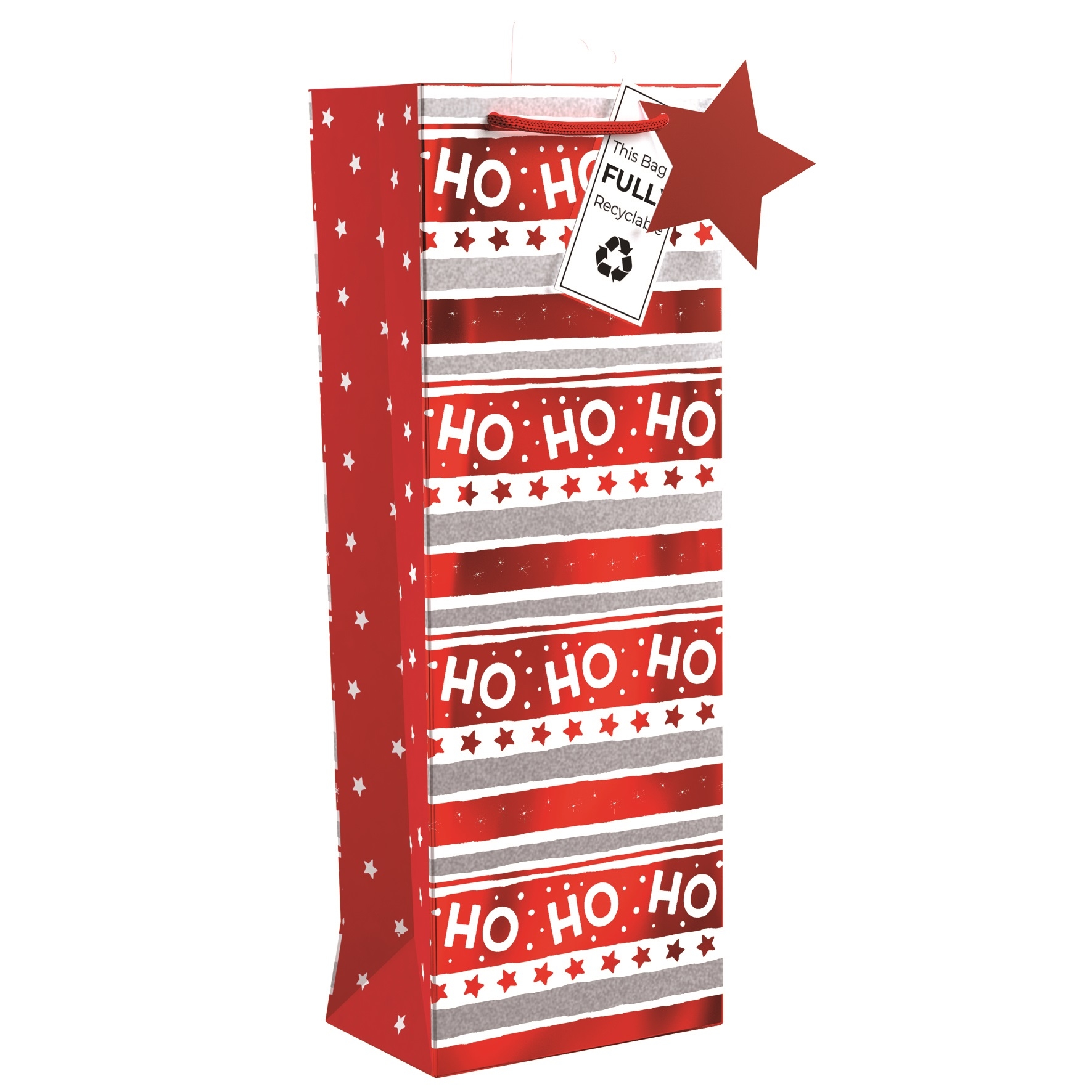 GIFT BAG,HO HO HO Stripe (Bottle) [Packs Only]