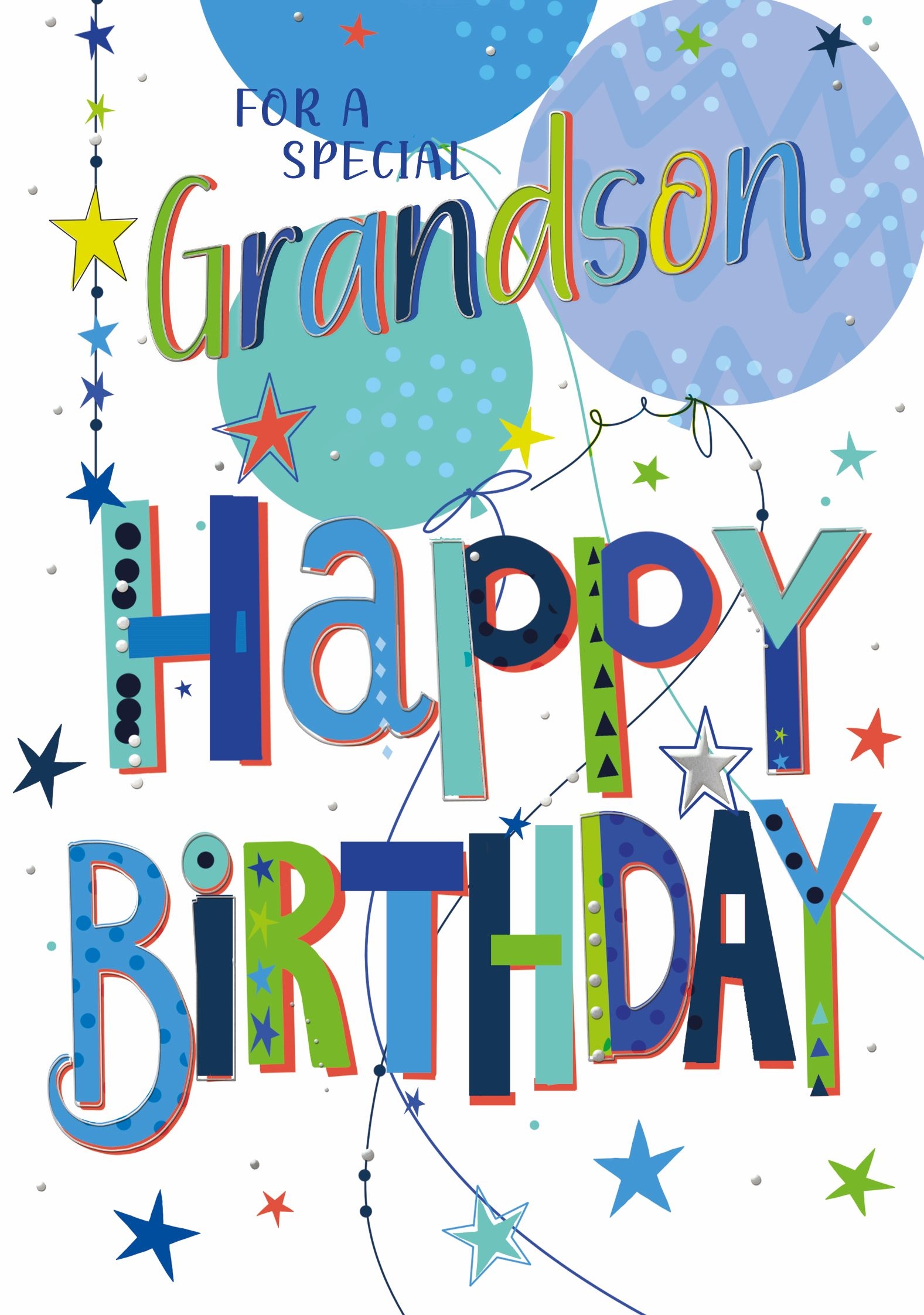 BIRTHDAY CARDS,Grandson 6`s Balloons & Stars