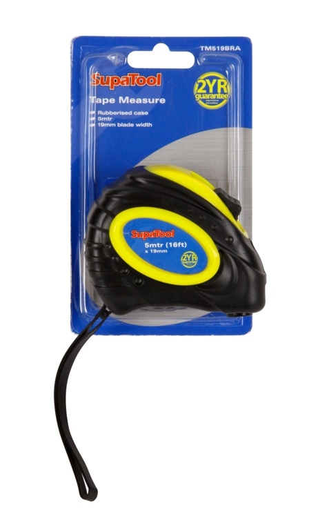 TAPE MEASURE SupaTool 5m Rubberised Case I/cd [Splittable]