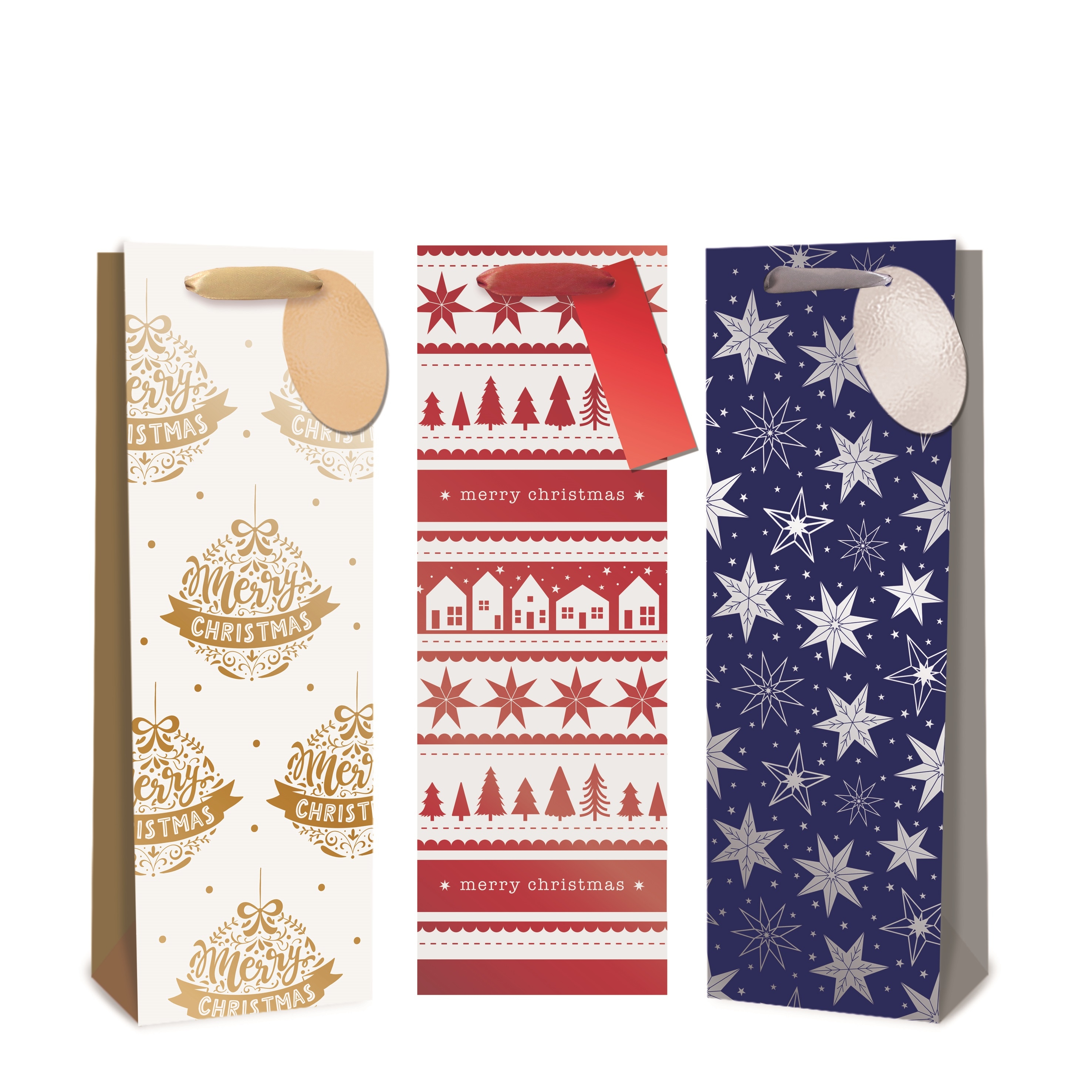 GIFT BAG,White Foil Luxury (Bottle) [Packs Only]