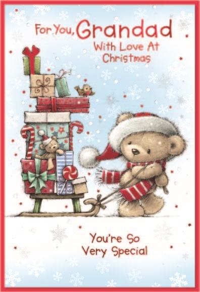 XMAS CARDS,Grandad 6`s Teddy with Presents