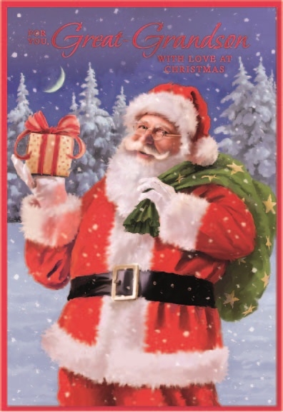 XMAS CARDS,Great Grandson 6`s Santa with Presents