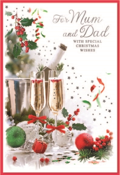 XMAS CARDS,Mum & Dad 6`s Christmas Bubbly