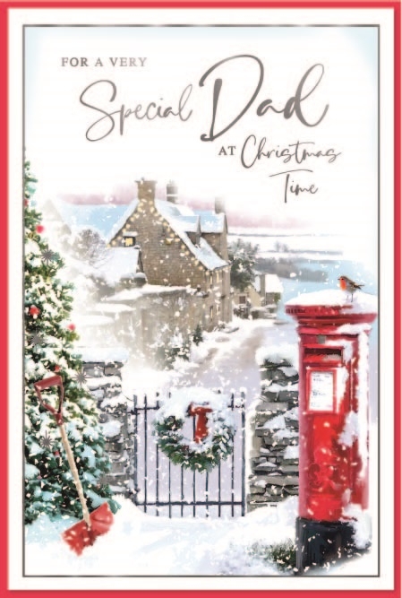 XMAS CARDS,Dad 6`s Snowy Postbox & Robin