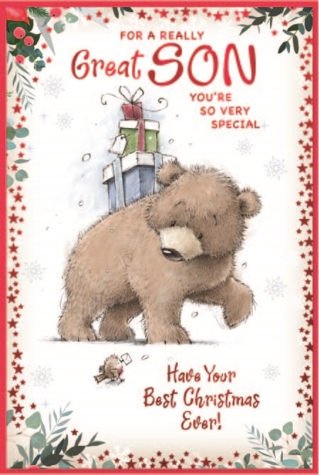 XMAS CARDS,Son 6`s Bear Carrying Presents