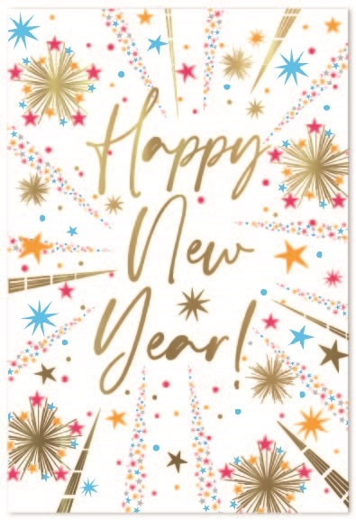 XMAS CARDS,New Year 6`s Starburst Text