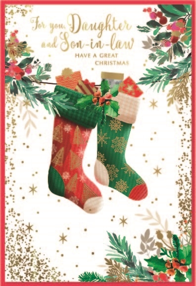 XMAS CARDS,Daughter & Son in Law 6`s Presents in Stockings