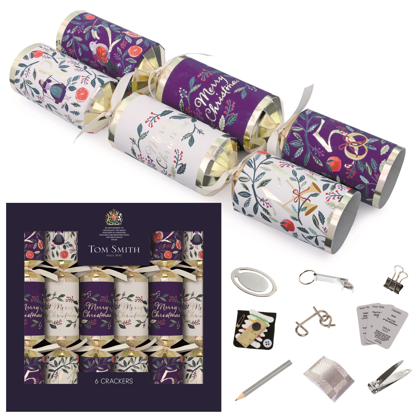 CRACKERS,35cm 12 Days of Christmas 6`s