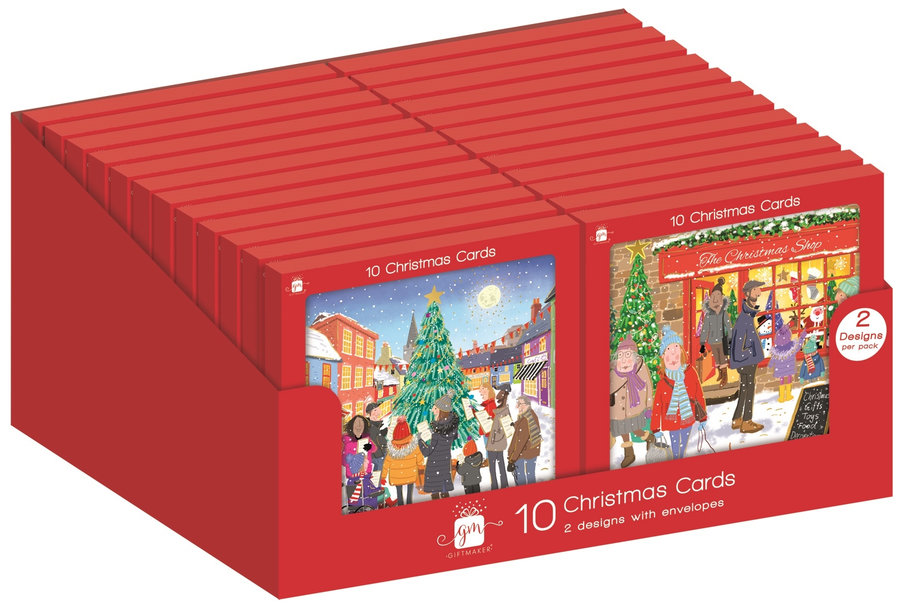 BOXED CARDS,Whimsical Scene Square 2 Asst. 10`s CDU [Splittable]