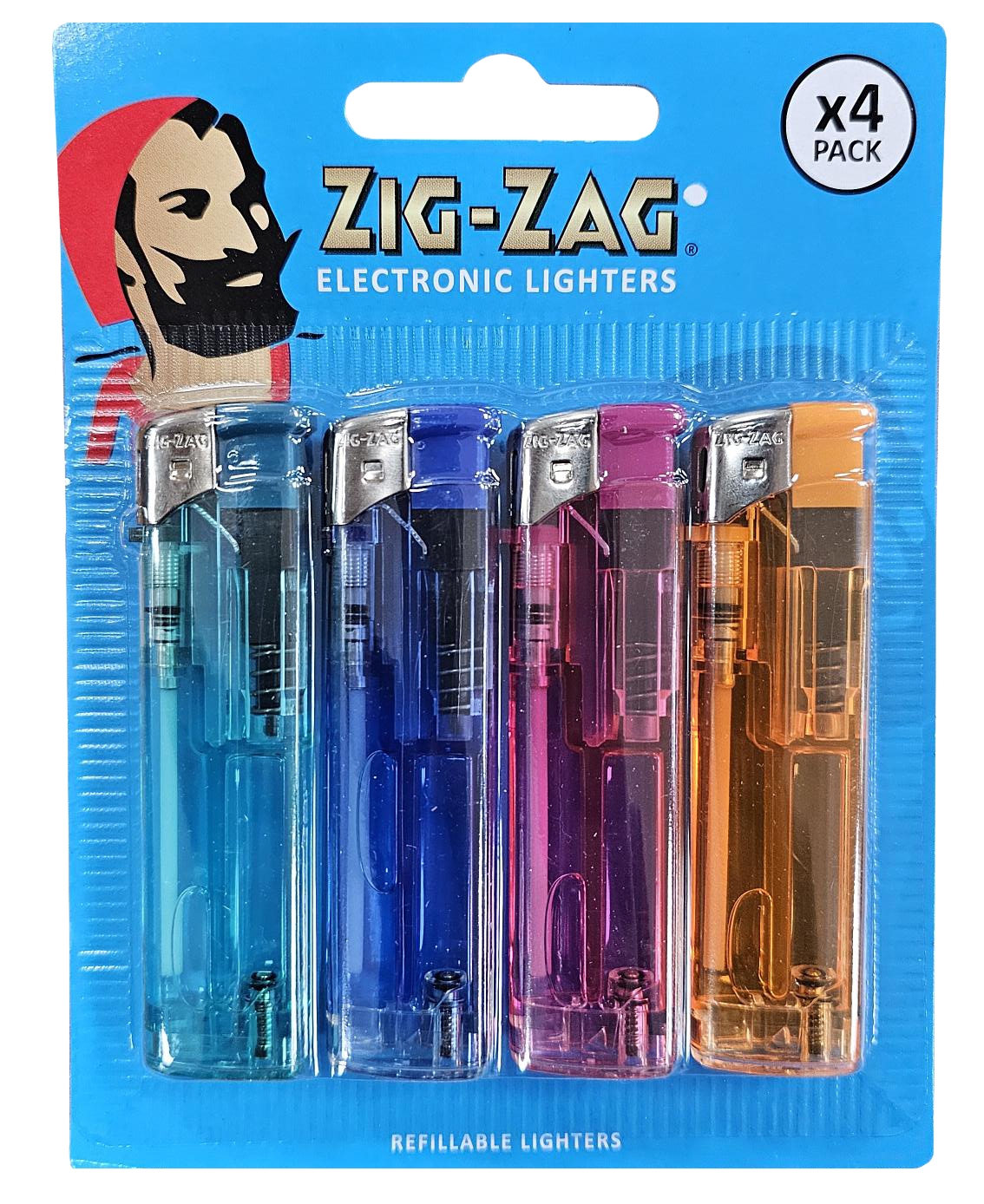LIGHTER,Zig Zag Electronic, Refillable, 4`s I/cd [Packs Only]