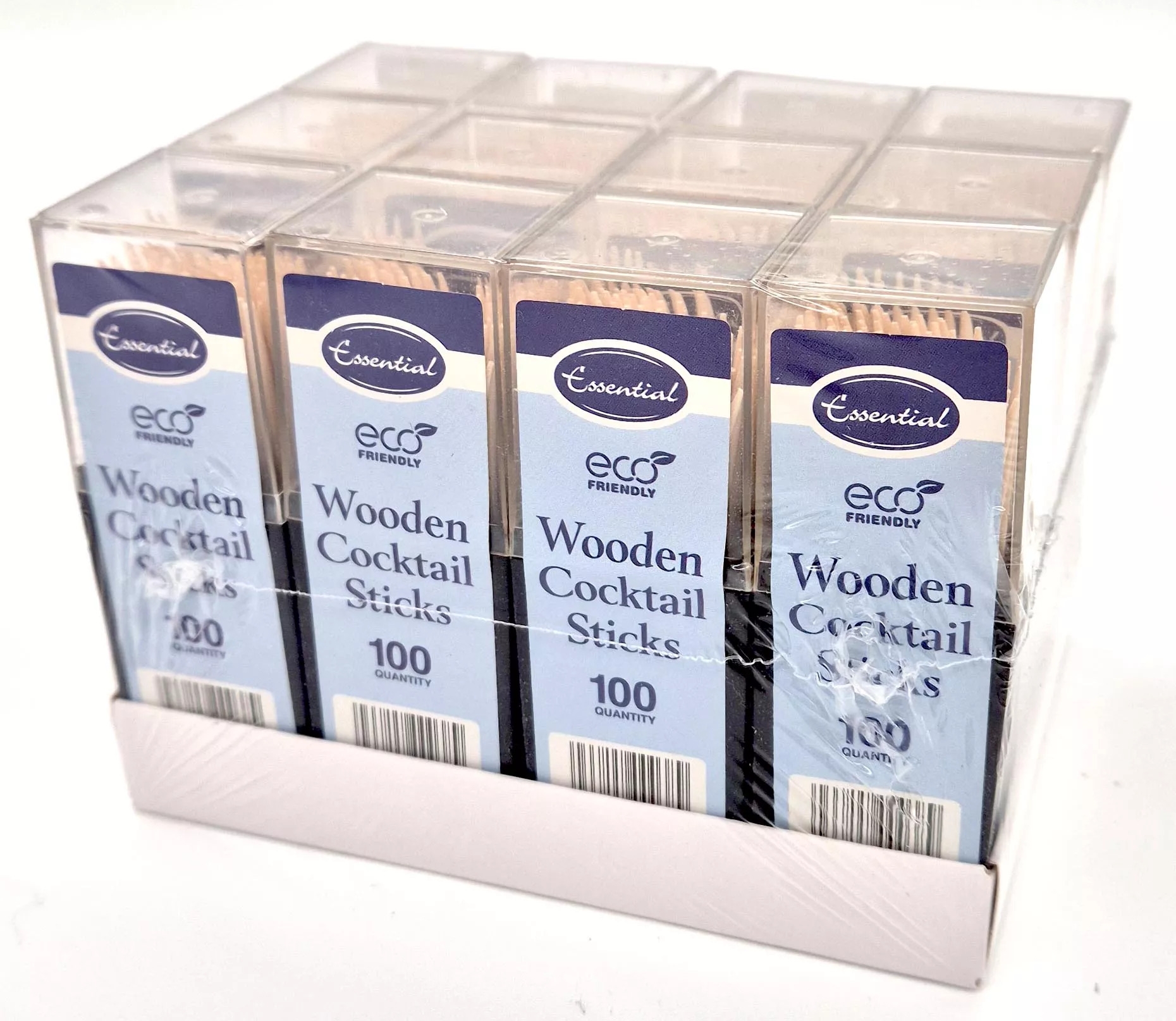 COCKTAIL STICKS, Wooden in Plastic Container 100`s [Packs Only]
