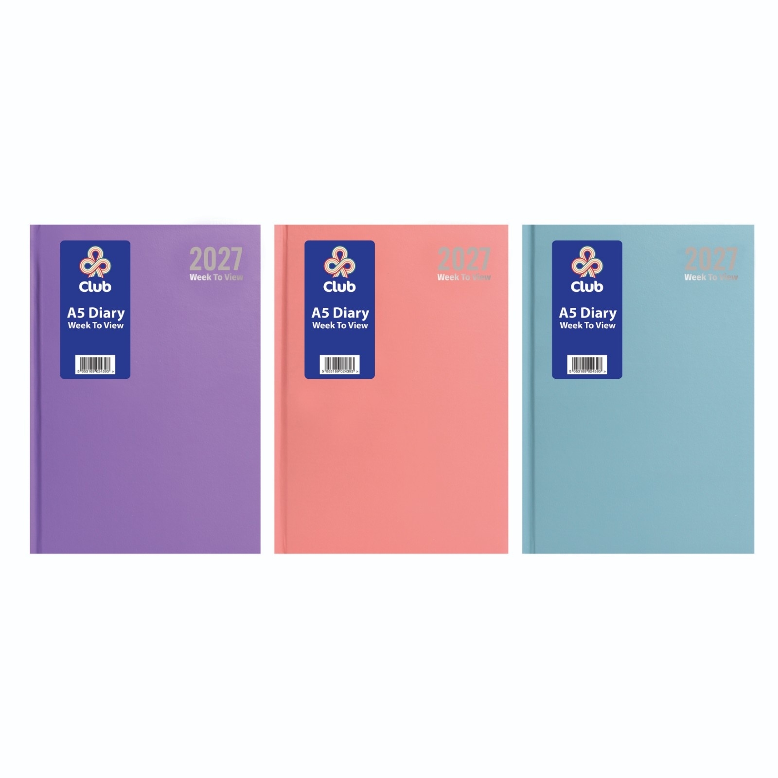 DESK DIARY,A5 Week To View Pastel Colours Asst. 2027 [Splittable]