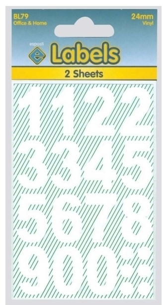 LABELS,White Vinyl Numbers 24mm [Packs Only]