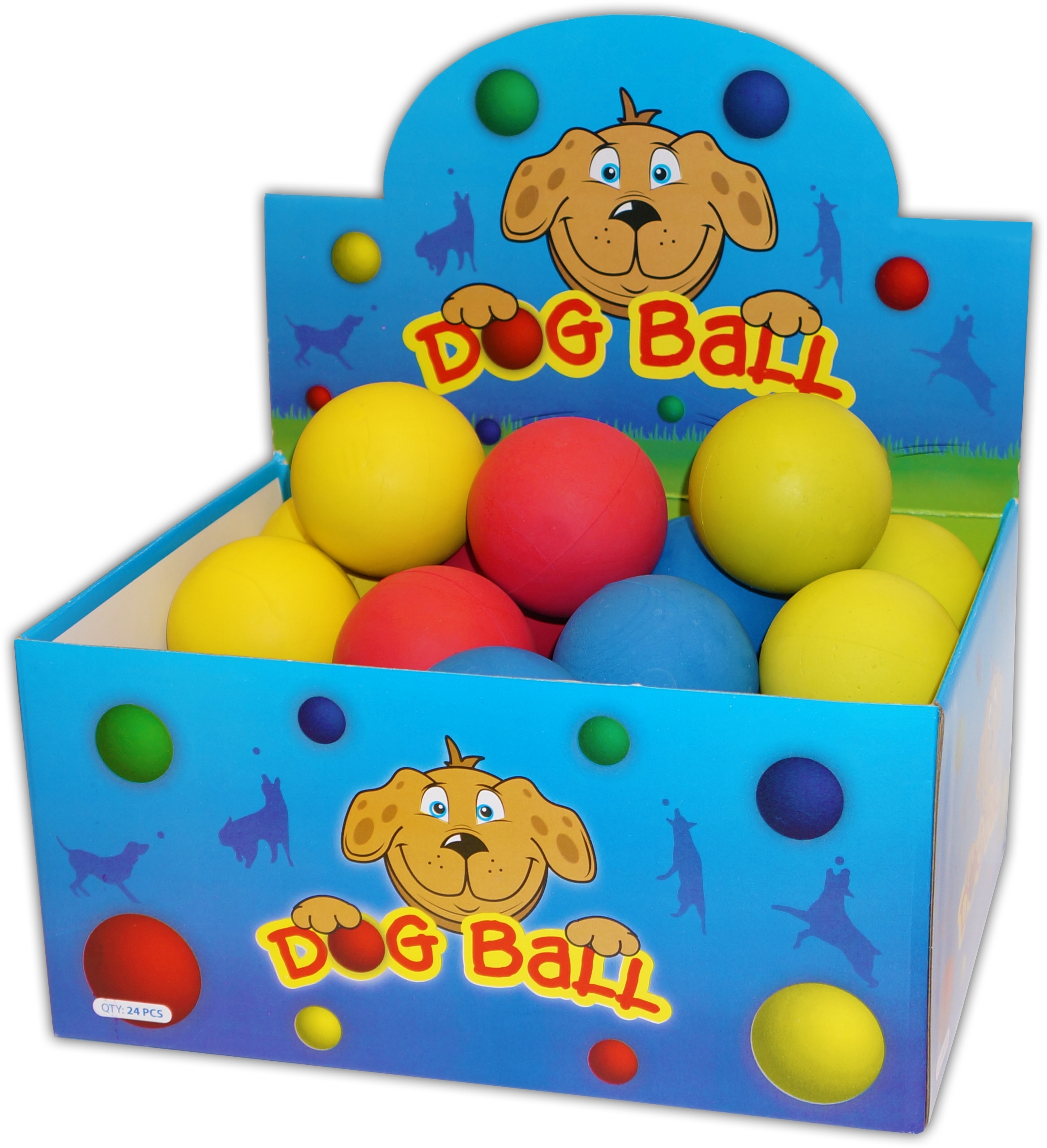 BALL,Sponge Rubber Dog Ball, Asst.Cols 63mm CDU [Packs Only]