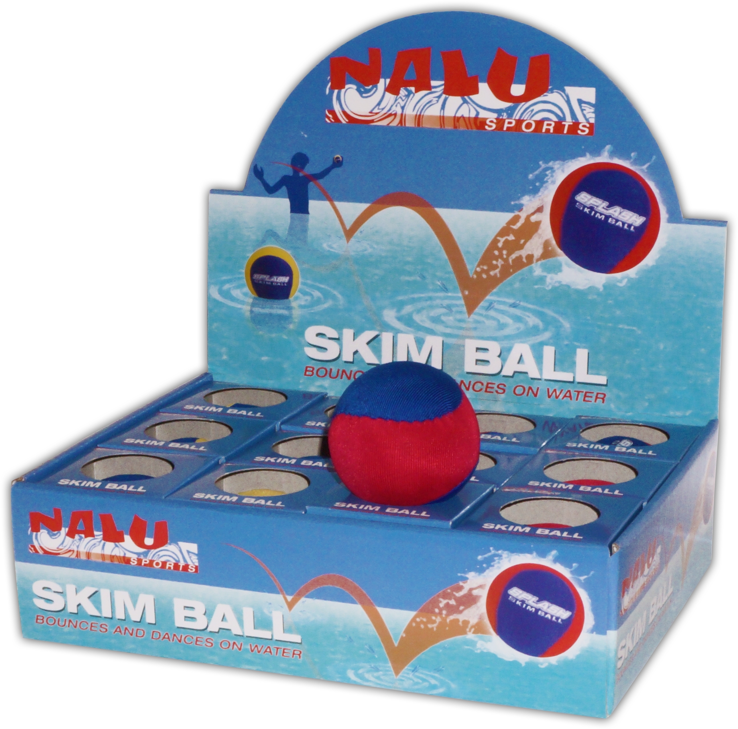 SKIM BALL,Bounces & Dances on Water 55mm Asst.Cols Bxd CDU [Packs Only]