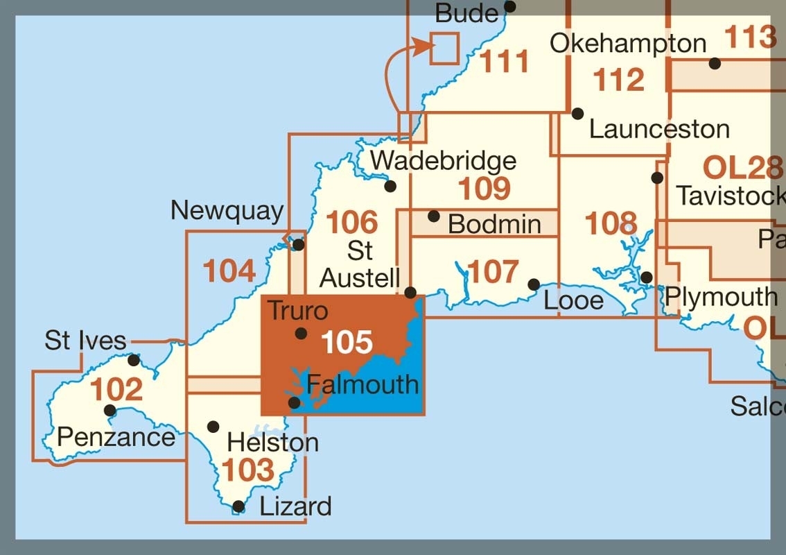 MAP,O/S Falmouth & Mevagissey Explorer 2.5in [Splittable]