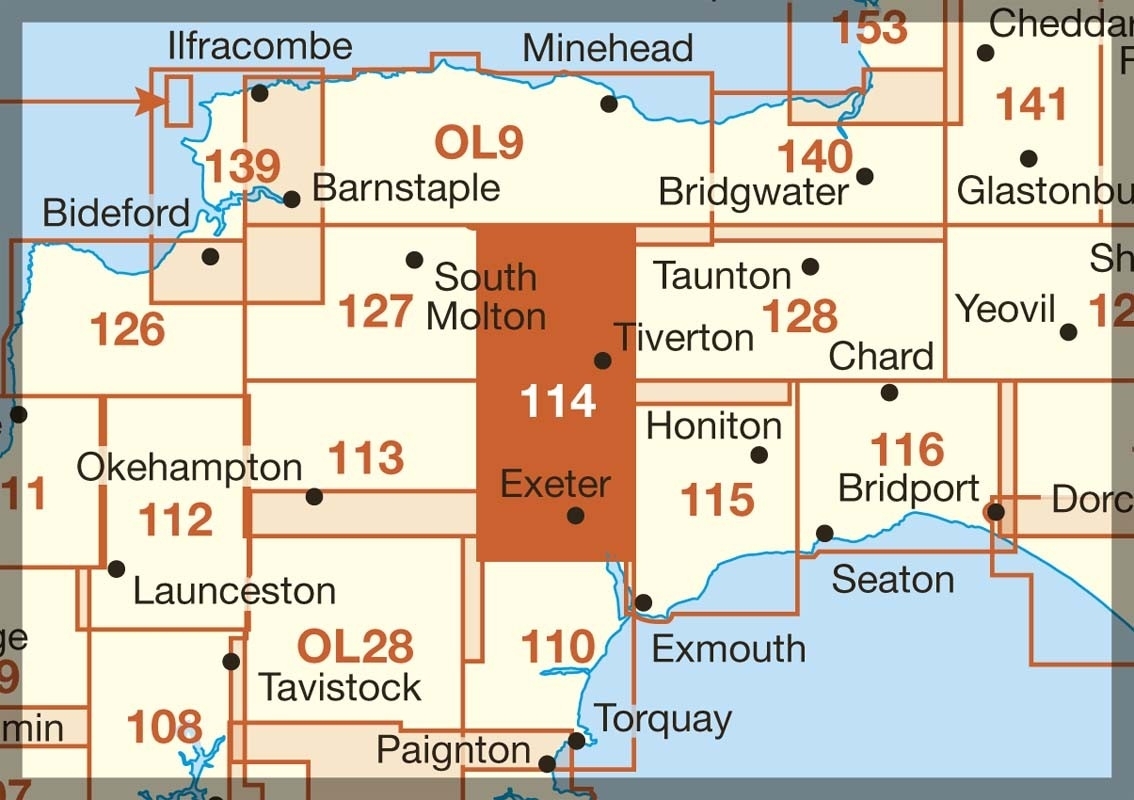 MAP,O/S Exeter & Exe Valley Explorer 2.5in [Splittable]