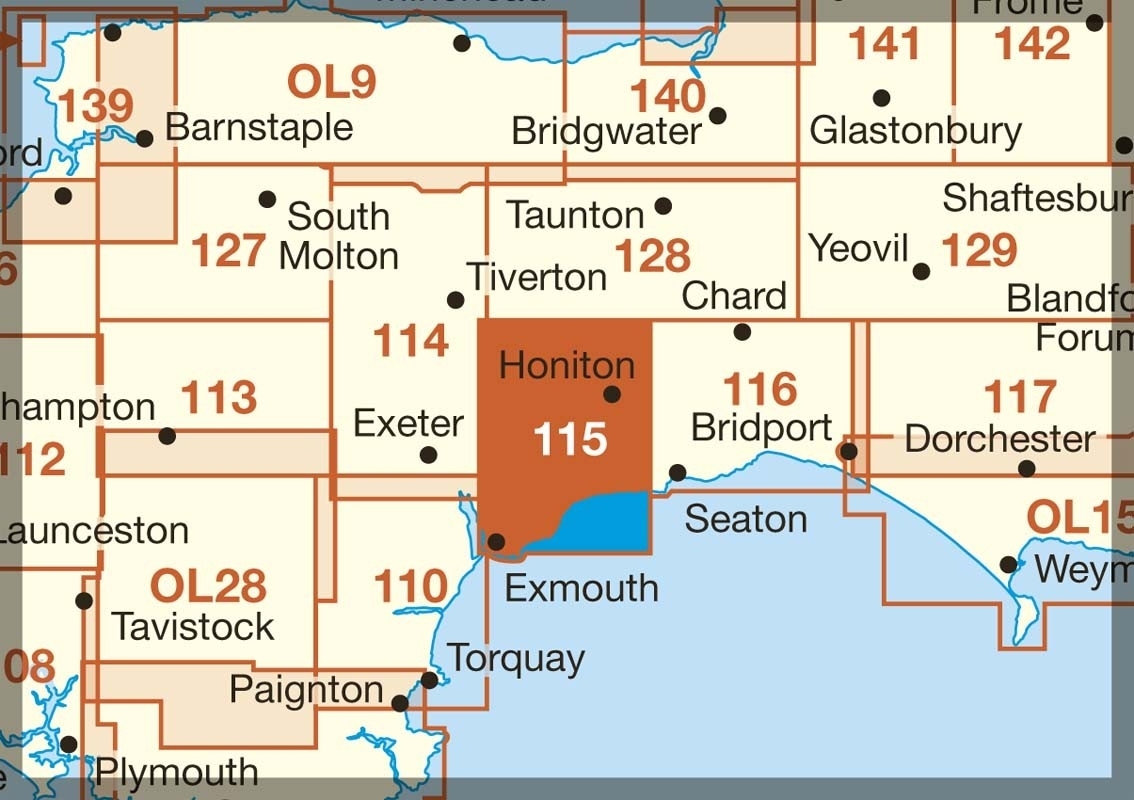 MAP,O/S Exmouth & Sidmouth Explorer 2.5in [Splittable]