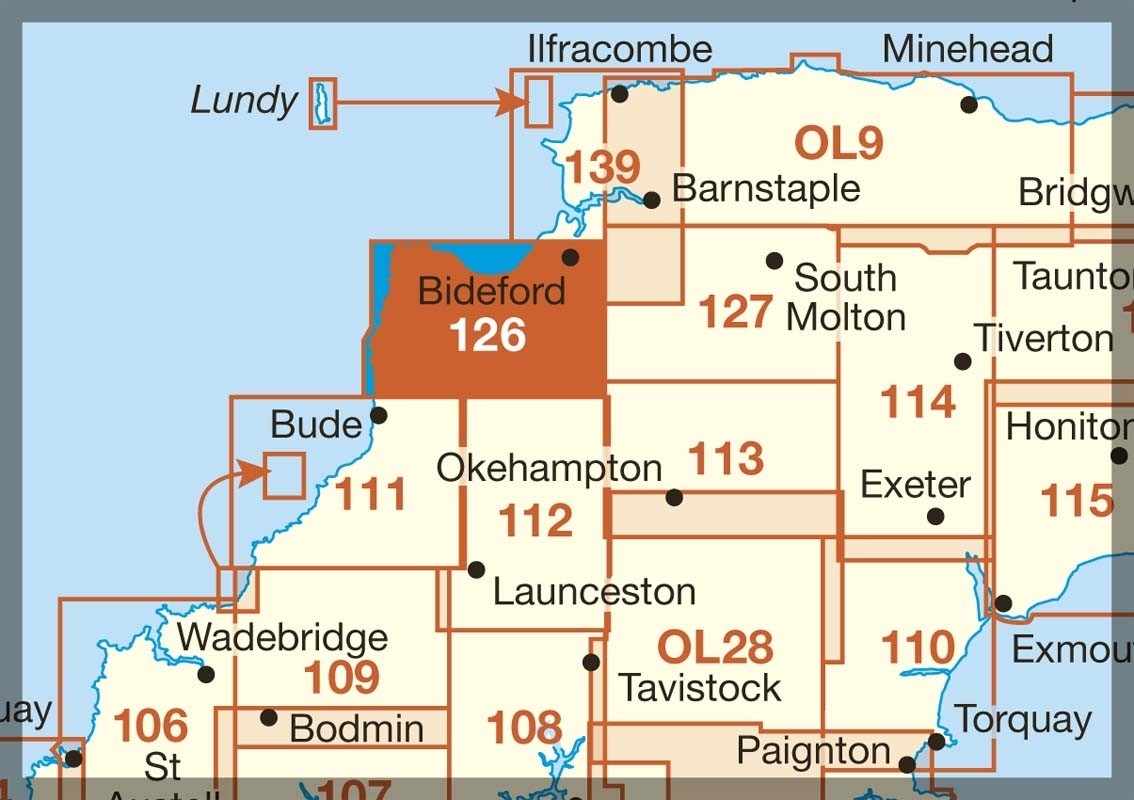 MAP,O/S Clovelly & Hartland Explorer 2.5in (Was £12.99) [Splittable]