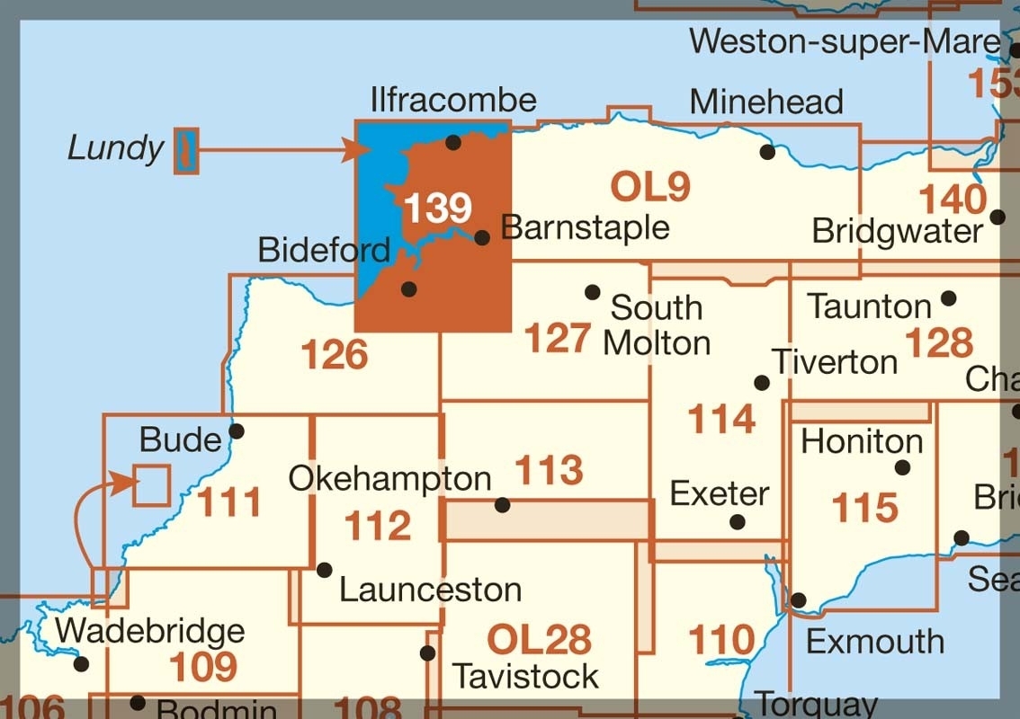 MAP,O/S Bideford,Ilfracombe, Exmoor 2.5in (with Download) [Splittable]