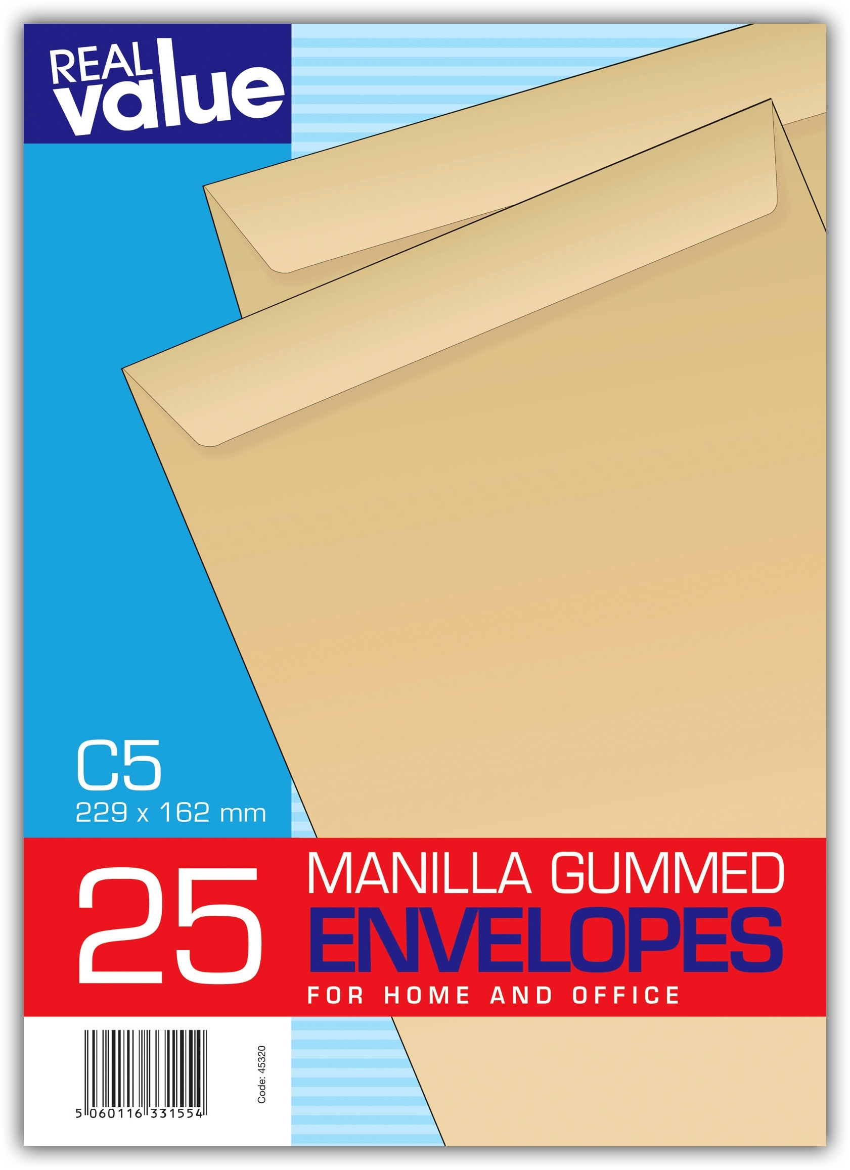 ENVELOPES,Self Seal, Manilla C5 25`s Real Value [Splittable]