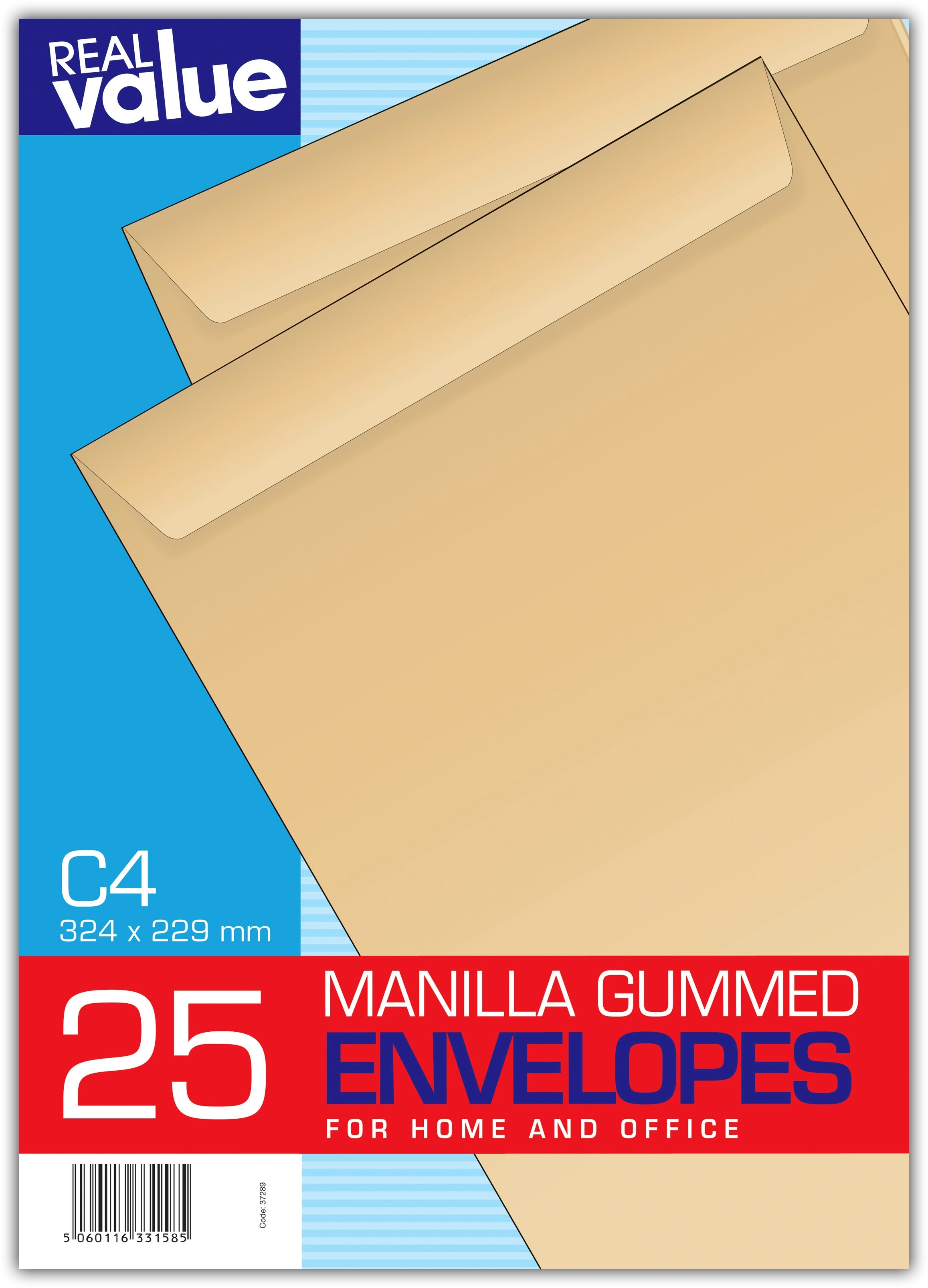 ENVELOPES,Self Seal, Manilla C4 25`s Real Value [Splittable]