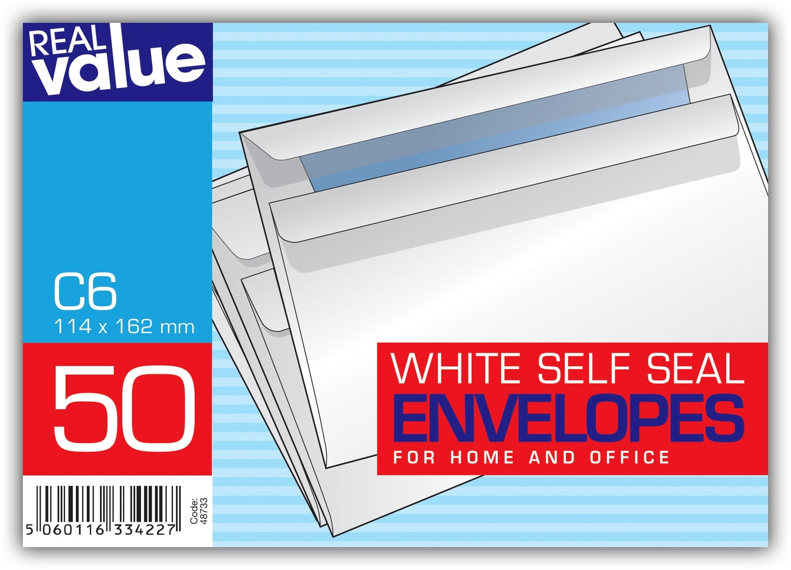 ENVELOPES,S/Seal White C6 50`s Real Value [Splittable]