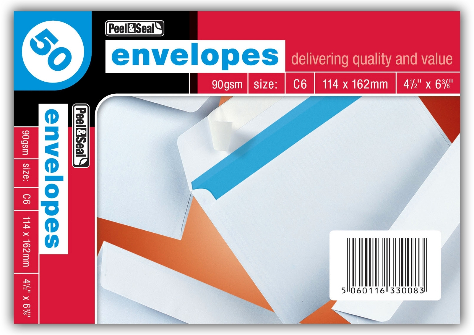 WHITE ENVELOPES,Peel & Seal C6 50`s [Splittable]