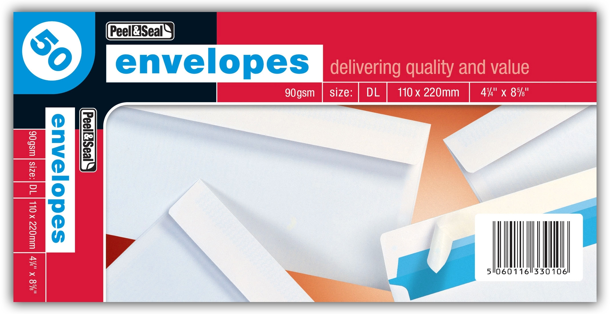 WHITE ENVELOPES,Peel & Seal DL 50`s [Splittable]
