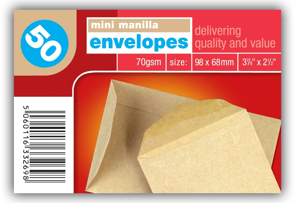 MONEY ENVELOPES,Brown 98x67mm Mini Manilla 50`s [Packs Only]
