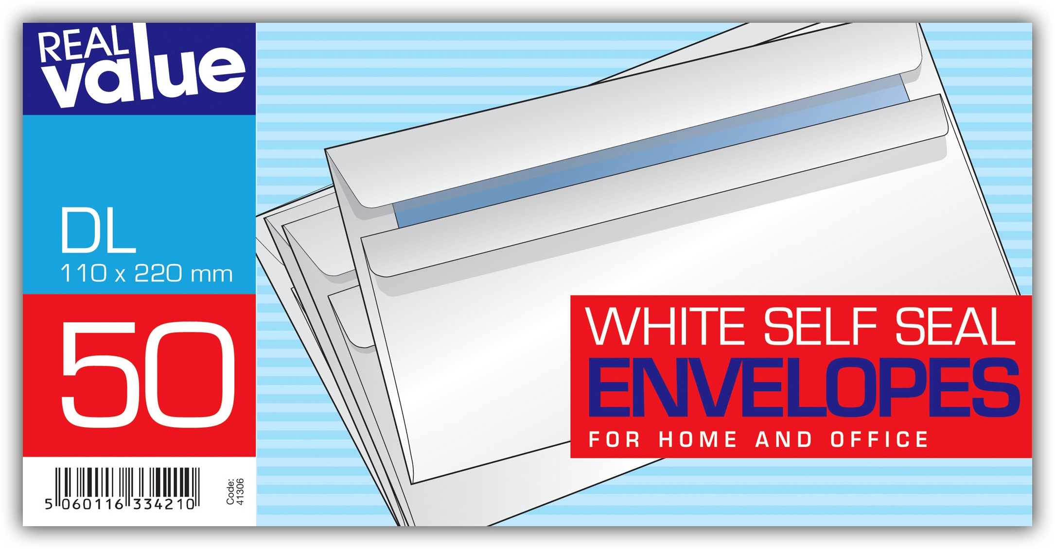 ENVELOPES,S/Seal White DL 50`s Real Value [Splittable]