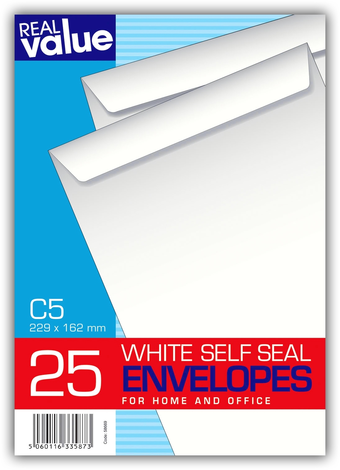 ENVELOPES,S/Seal White C5 25`s Real Value [Splittable]