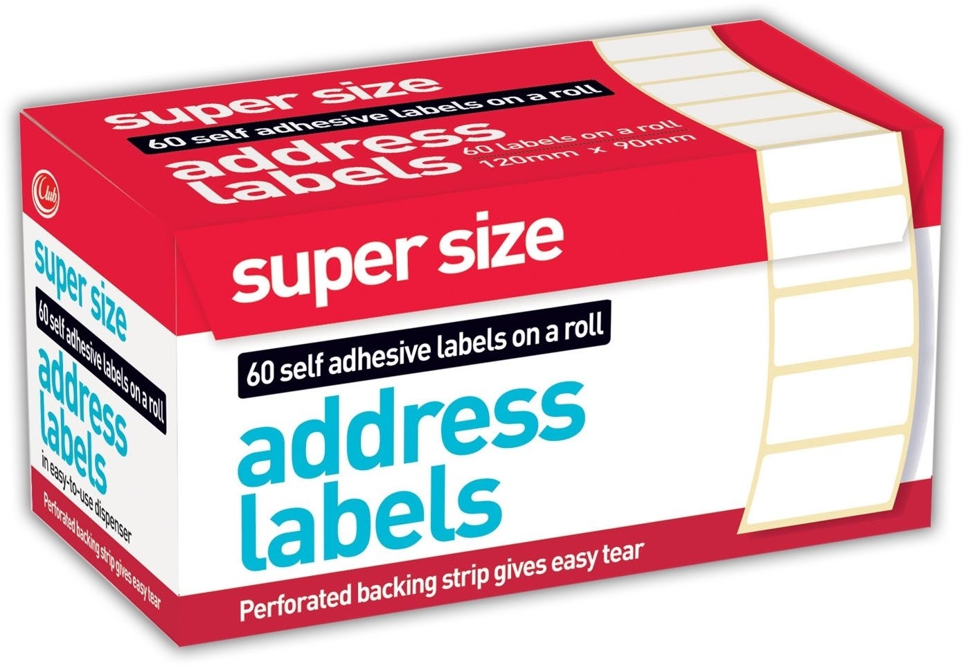 LABEL,S/Adh Address on Roll 120x90mm Lge 60`s [Splittable]