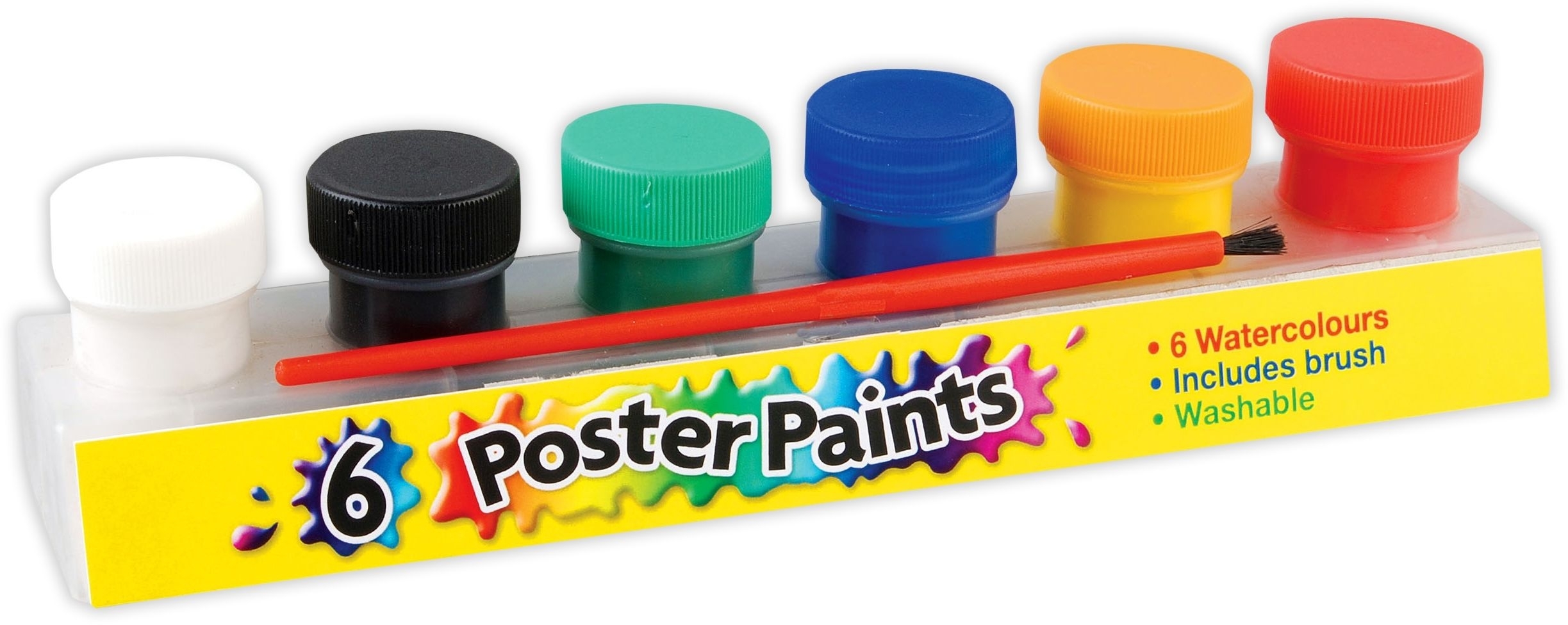 POSTER PAINTS Tubs Watercolour 6`s Asst Col. inc.Brush CB365 [Splittable]