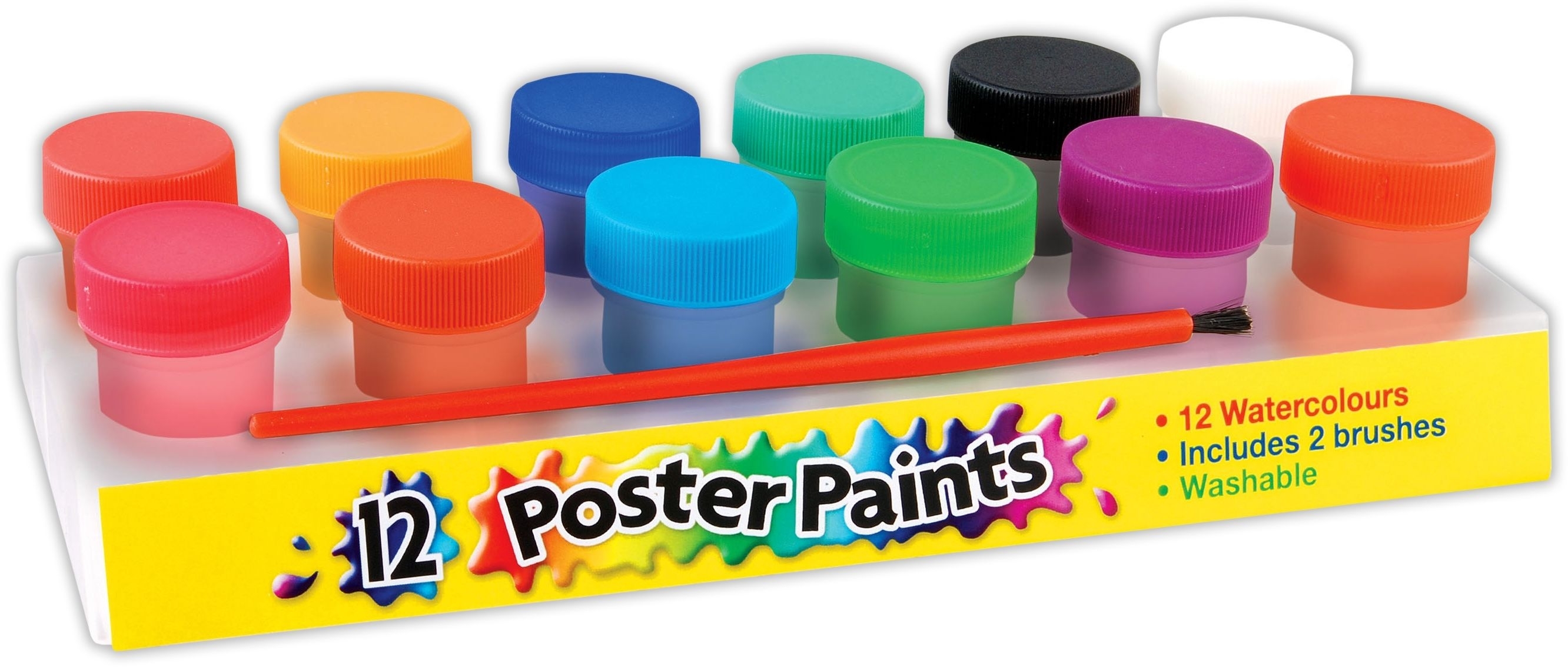 POSTER PAINTS Tubs Watercolour 12`s AsstCol. inc.Brush CB366 [Splittable]