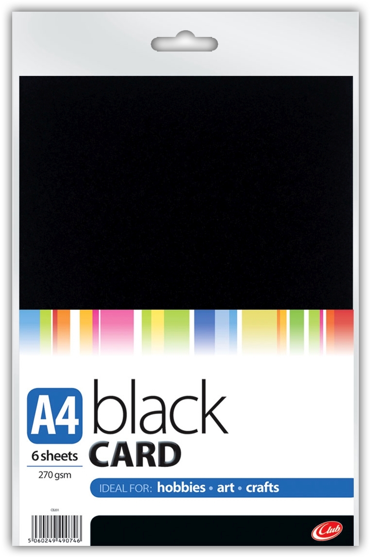 CARD,A4 Black 6`s H/pk (Club) [Packs Only]