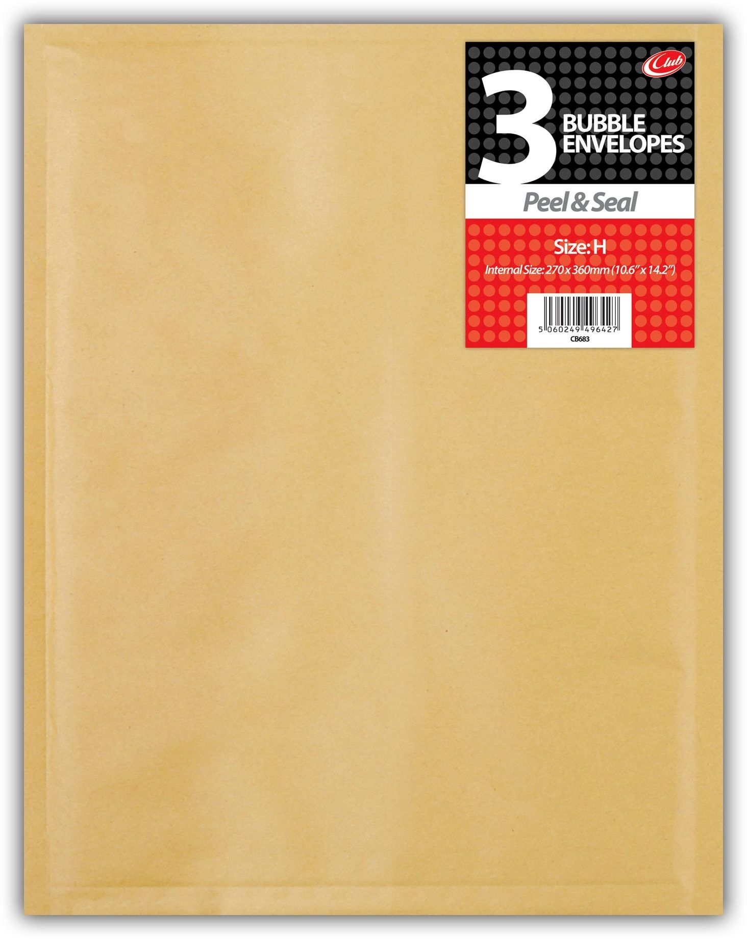 BUBBLE ENVELOPE,Manilla (H) Shrink Wrapped 3`s 270x360mm [Packs Only]