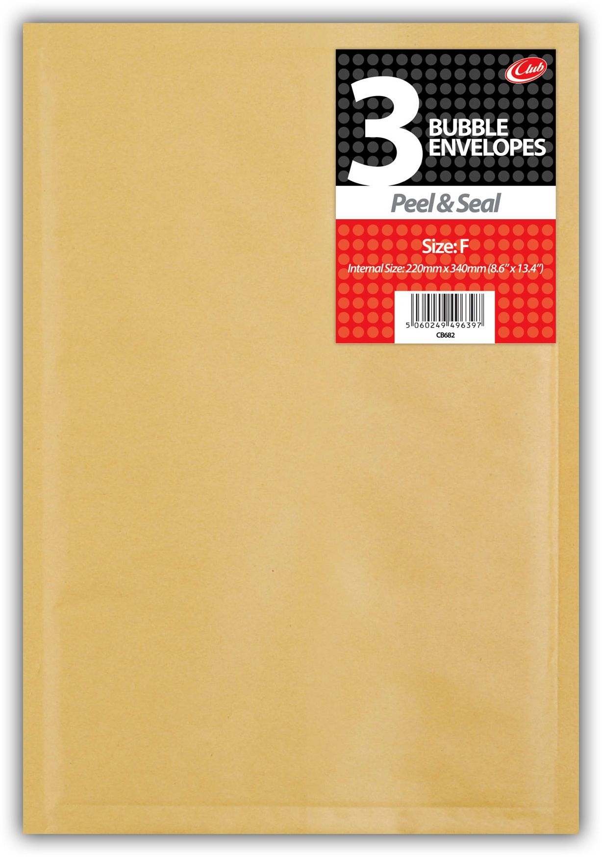 BUBBLE ENVELOPE,Manilla (F) Shrink Wrapped 3`s 220x340mm [Packs Only]