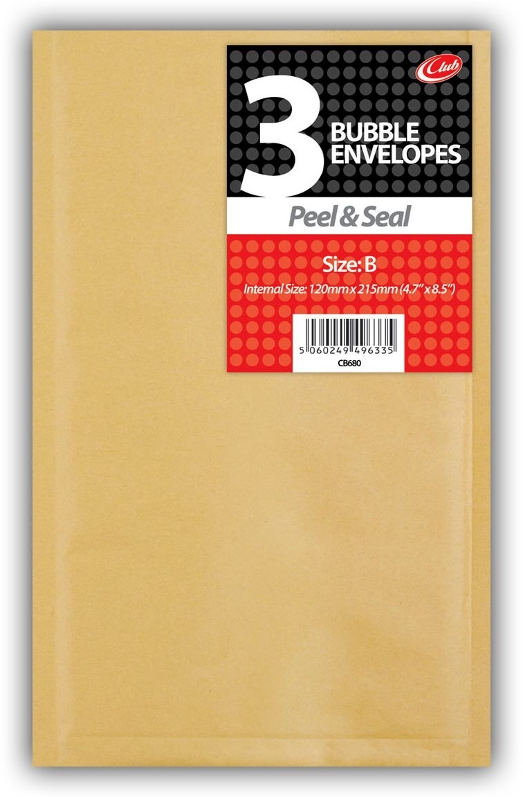 BUBBLE ENVELOPE,Manilla (B) Shrink Wrapped 3`s 120x215mm [Packs Only]
