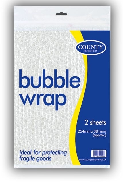 BUBBLE WRAP,10x15 2`s H/pk (254 x 381mm) [Packs Only]