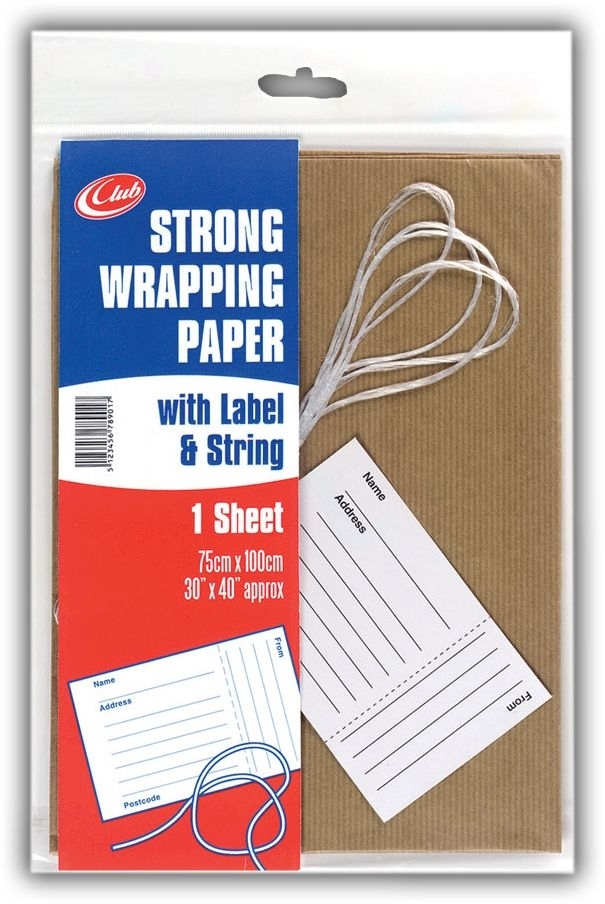 KRAFT PAPER, STRING & LABEL, Single Sheet, 75x100cm H/pk [Splittable]