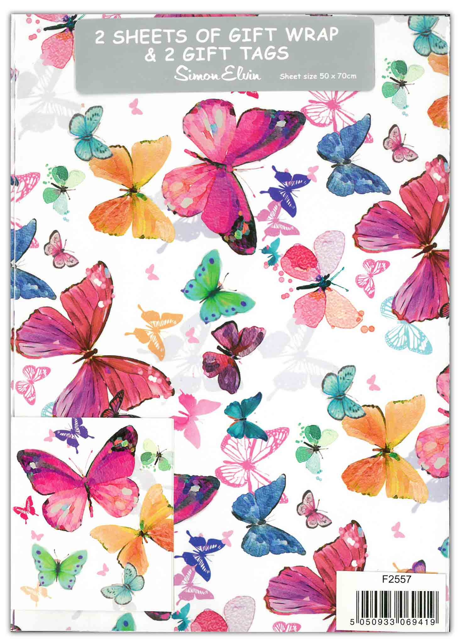 GIFT WRAP PACKETS, Butterflies, H/pk [Packs Only]