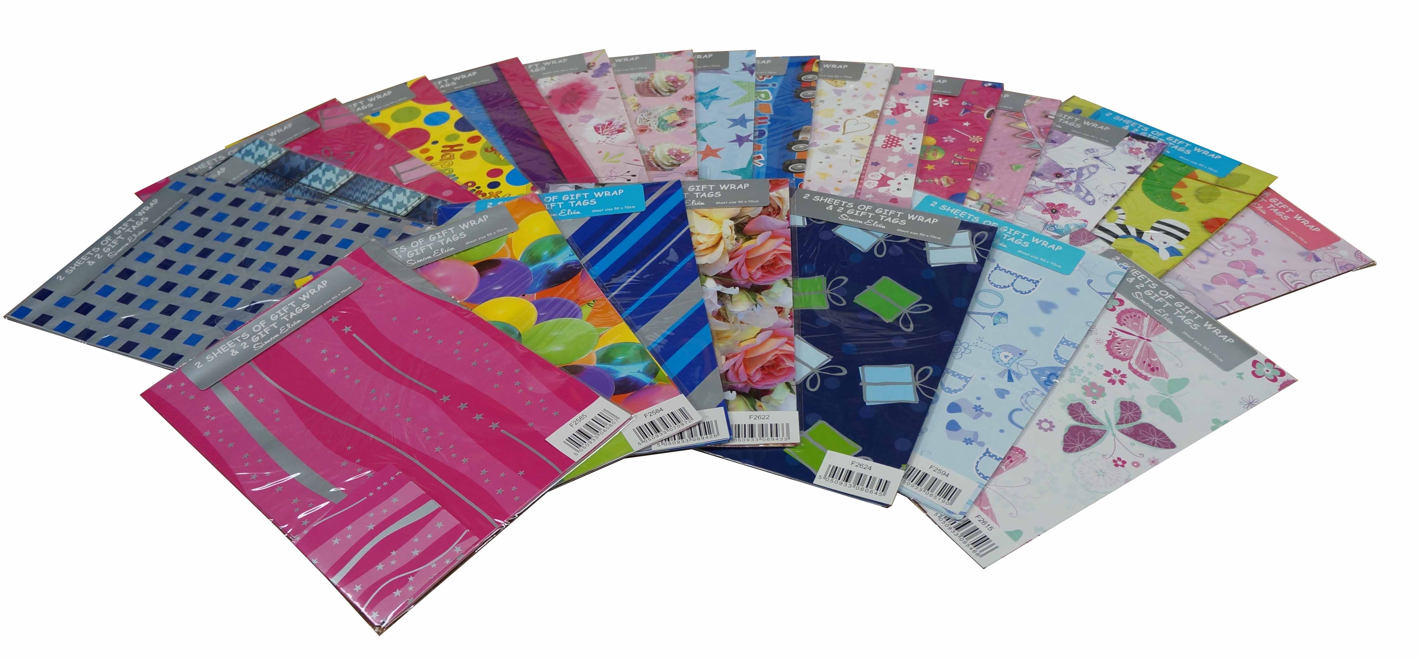 GIFT WRAP PACKETS, Stripes Pink. H/pk [Packs Only]